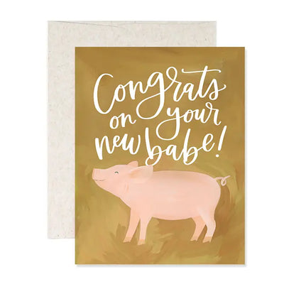 BABY PIG GREETING CARD