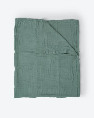DELUXE MUSLIN QUILTED THROW - SAGE