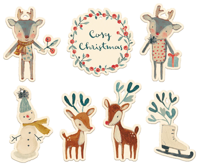 GIFT TAGS, COZY CHRISTMAS 14 PCS - OFF-WHITE