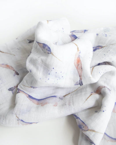 COTTON MUSLIN SWADDLE - NARWHAL