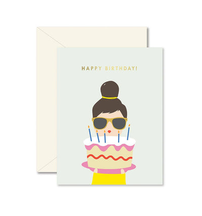 BIRTHDAY CAKE LADY CARD