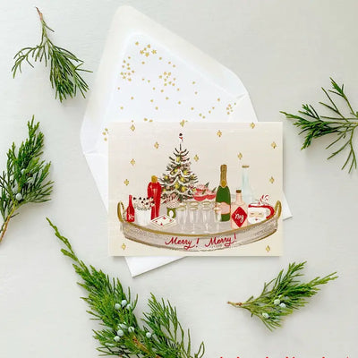 MERRY MERRY HOLIDAY TRAY CHRISTMAS GREETING CARD