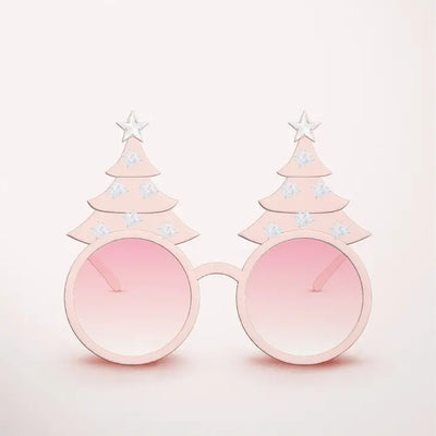 CHRISTMAS TREE HOLIDAY GLASSES - PASTEL PINK