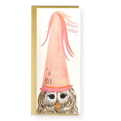 OWL BIRTHDAY HAT HAPPY BIRTHDAY GREETING CARD
