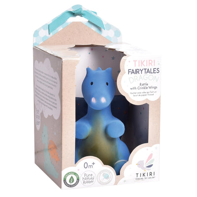 BABY MIDNIGHT DRAGON NATURAL RUBBER RATTLE W/CRINKLE WINGS
