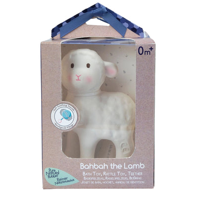 BAHBAH THE LAMB ORGANIC RUBBER TEETHER, RATTLE & BATH TOY