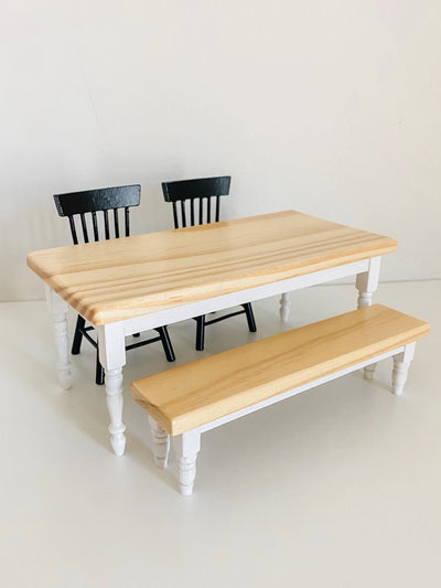 DOLLHOUSE FARM STYLE DINING TABLE | NATURAL WOOD & WHITE