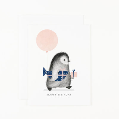 PENGUIN WITH WRAPPED FISH CARD