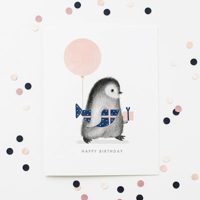 PENGUIN WITH WRAPPED FISH CARD