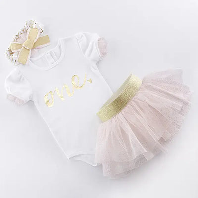MY FIRST BIRTHDAY 3 PIECE TUTU OUTFIT