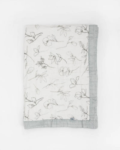 ORGANIC COTTON MUSLIN BABY QUILT - PENCIL FLORAL
