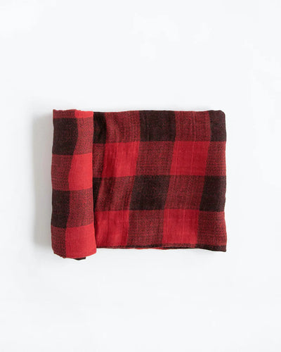 COTTON MUSLIN SWADDLE - RED PLAID