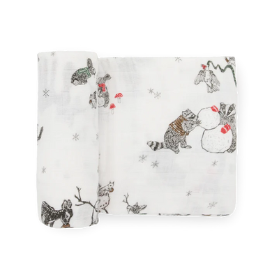 COTTON MUSLIN SWADDLE - SNOW DAY