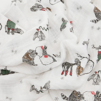 COTTON MUSLIN SWADDLE - SNOW DAY
