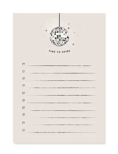 TIME TO SHINE DISCO BALL NOTEPAD