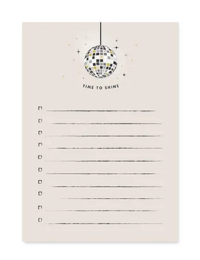 TIME TO SHINE DISCO BALL NOTEPAD