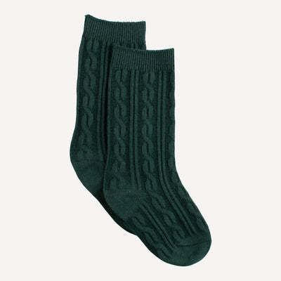 CABLE KNIT KNEE HIGH SOCKS | FOREST