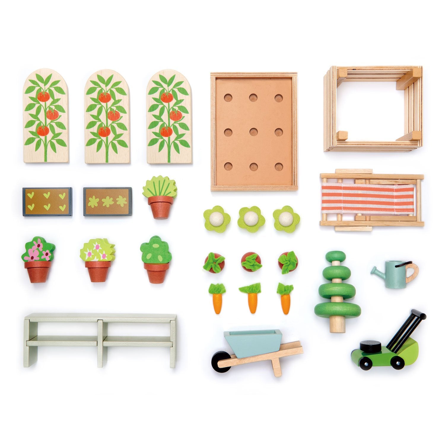 GREEN HOUSE AND GARDEN WOODEN TOY SET