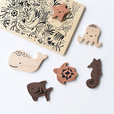 WOODEN TRAY PUZZLE - OCEAN ANIMALS - 2ND EDITION