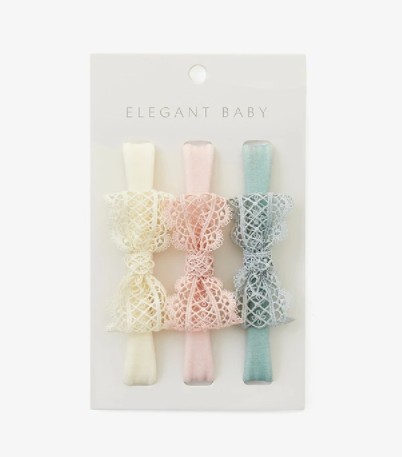 3-PACK LACEY BOWS HEADBANDS